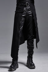 Jupe gothique irrégulière pour hommes avec ceintures et anneaux noirs